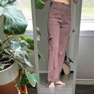 High-Waist Cargo Pants in brown